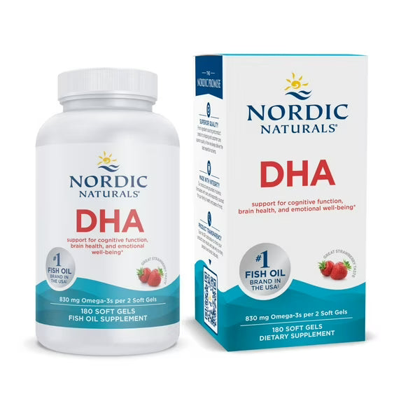 Nordic Naturals DHA Strawberry – 180 Softgels | Brain, Eye & Nervous System Health