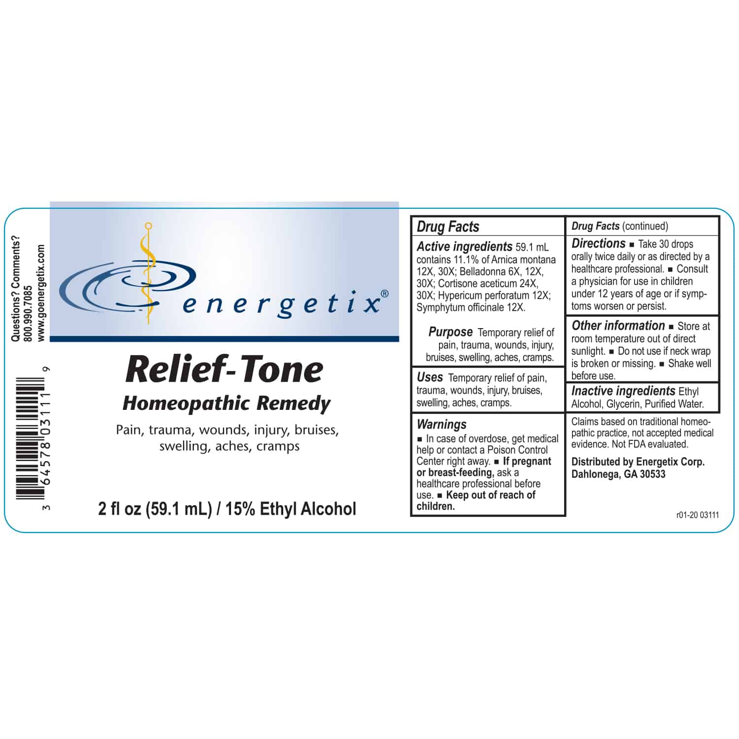 Energetix Relief-Tone® – Homeopathic Formula for Muscle & Joint Relief