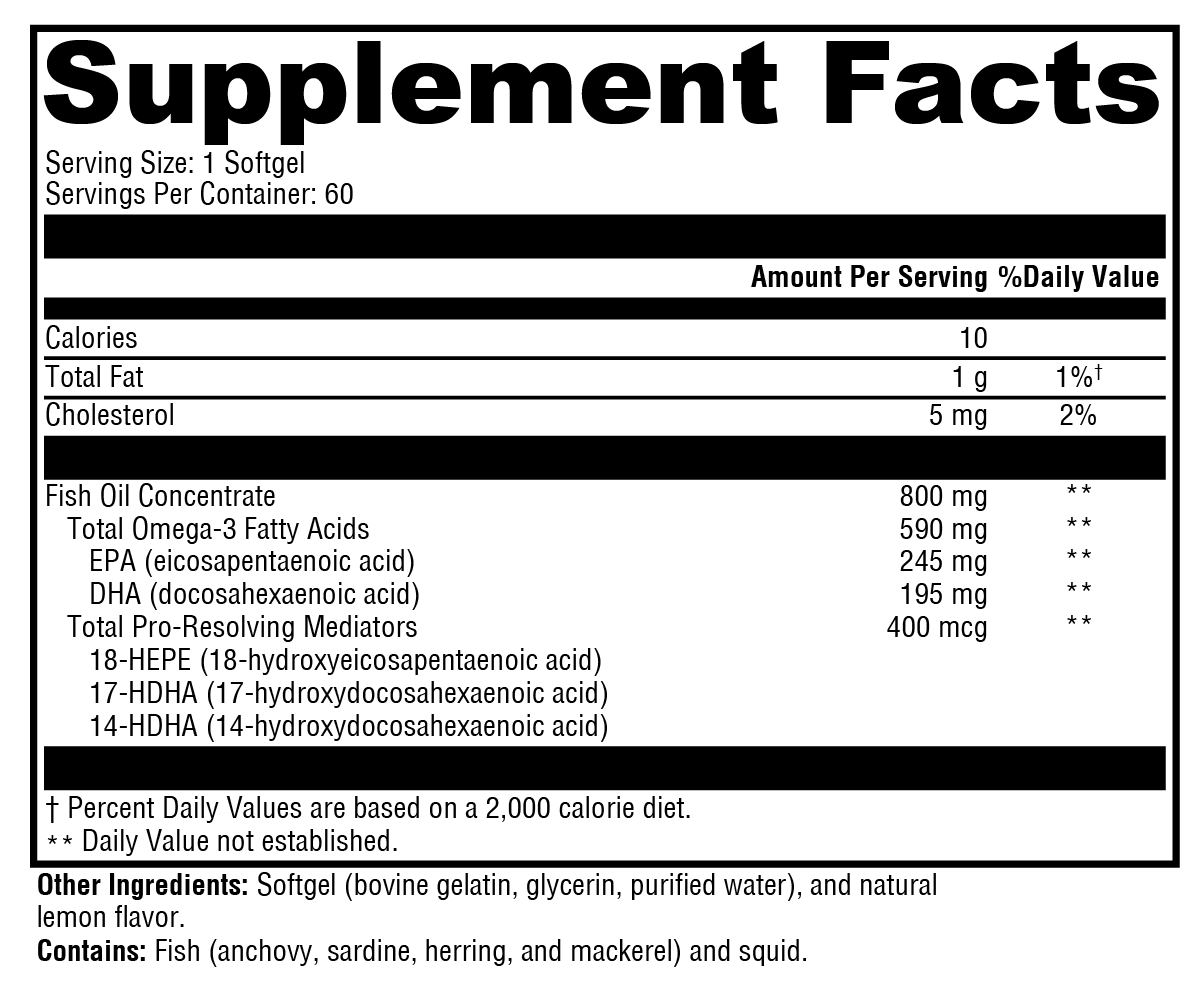 OmegaPure PRM 60 Softgels Supplement Facts