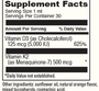 D3/K2 LIQUID 1 fl oz Supplement Facts