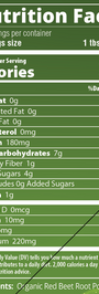 Organic Red Beet Powder 24 Servings Supplement Facts