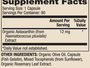 Organic Astaxanthin 12 mg 90 Capsules Supplement Facts