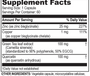 Brain Basics Opti Zinc Plus 60 Tablets Supplement Facts