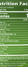 Matcha Green Tea Powder 42 Servings Supplement Facts