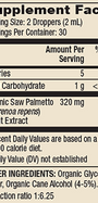 Organic Saw Palmetto 2 fl oz Supplement Facts