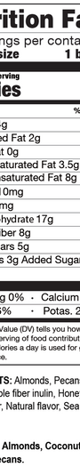 Fasting Bar Nuts & Honey 12 Bars Supplement Facts