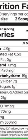 Organic Protein Powder Plant Based Peanut Butter 20 Servings Supplement Facts