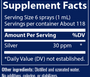 Colloidal Silver Spray 30ppm 4 fl oz Supplement Facts