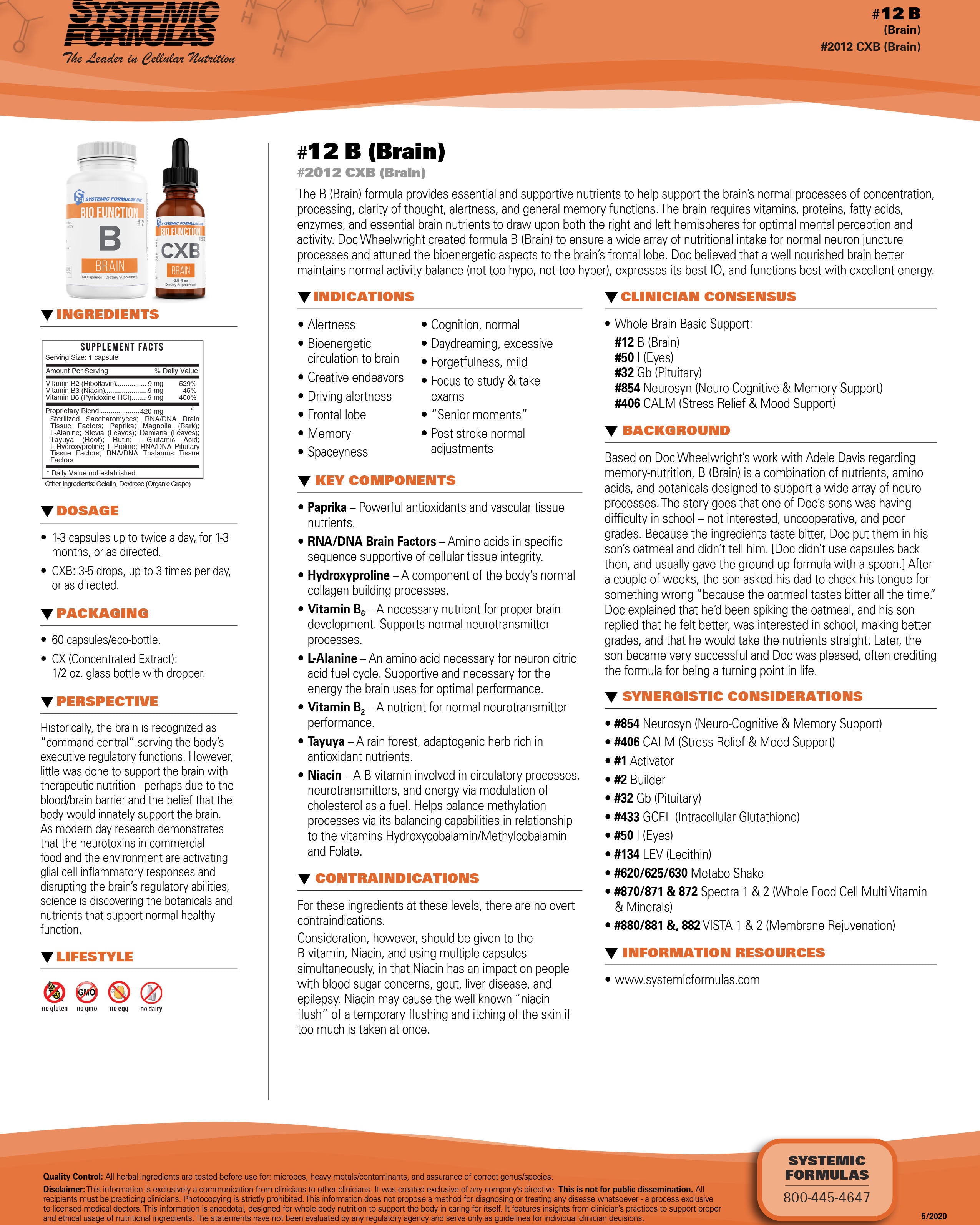 Systemic Formulas Bio Function B Brain - 60 Capsules