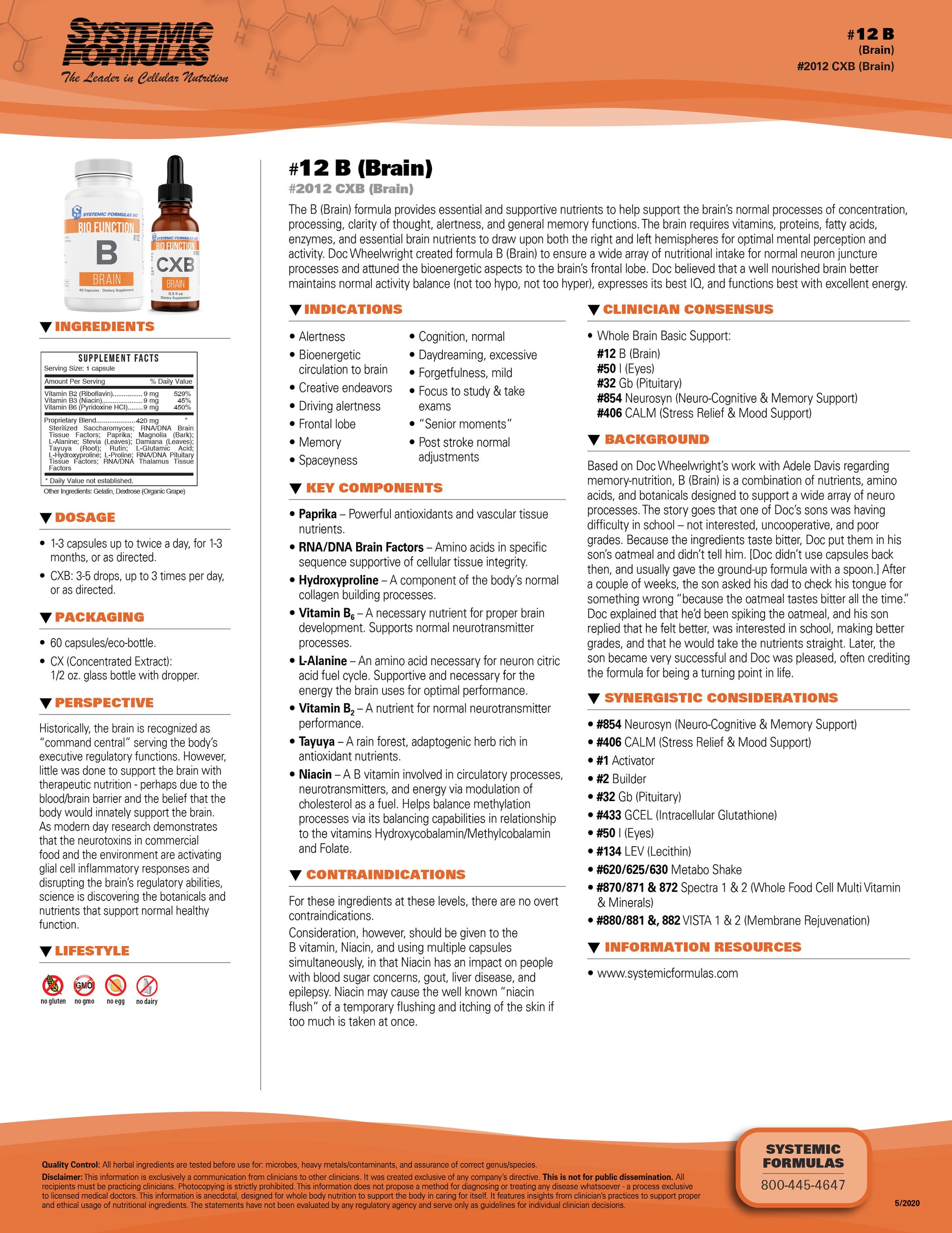Systemic Formulas Bio Function B Brain - 60 Capsules