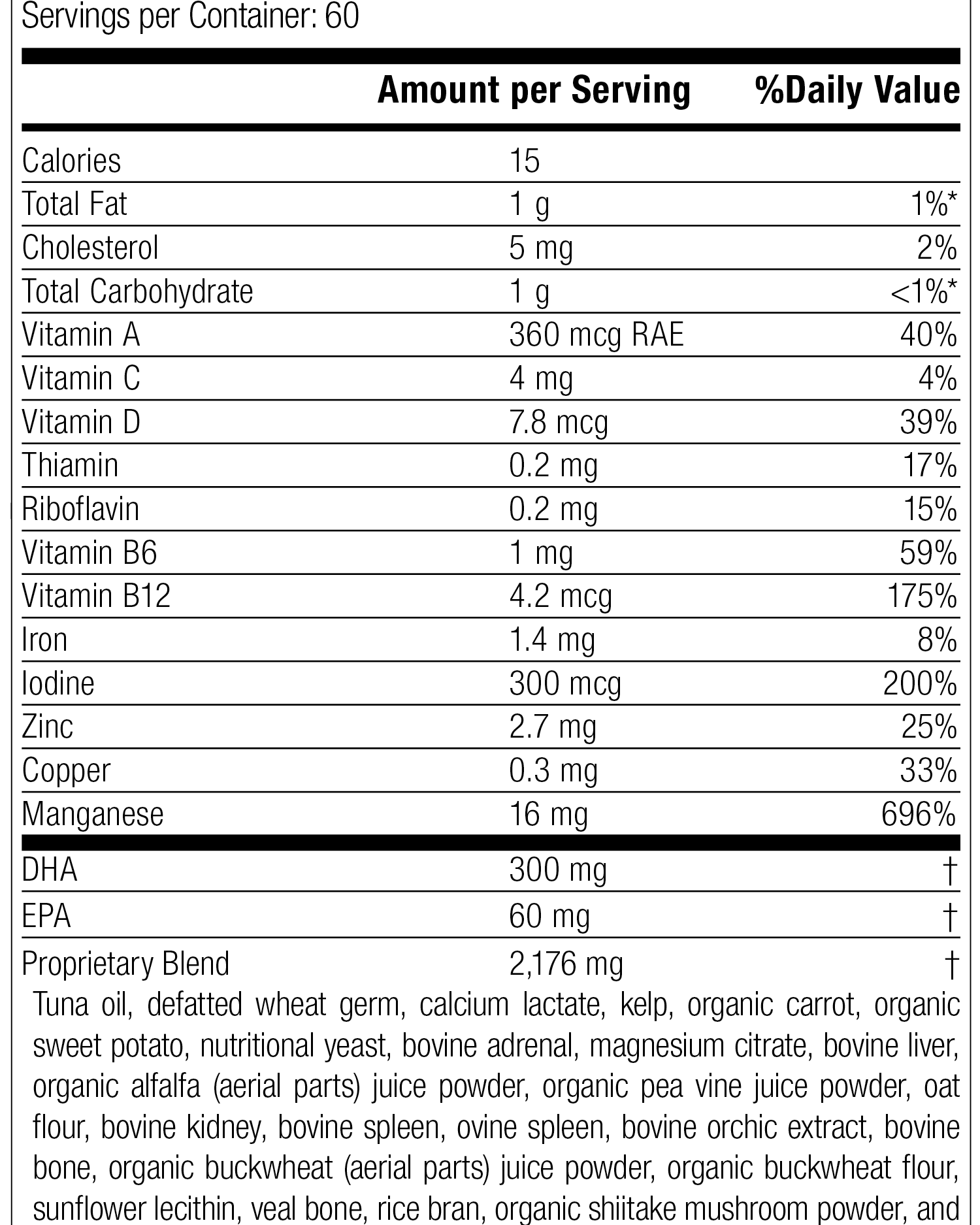 Daily Fundamentals - General Health, Rev 09 Supplement Facts
