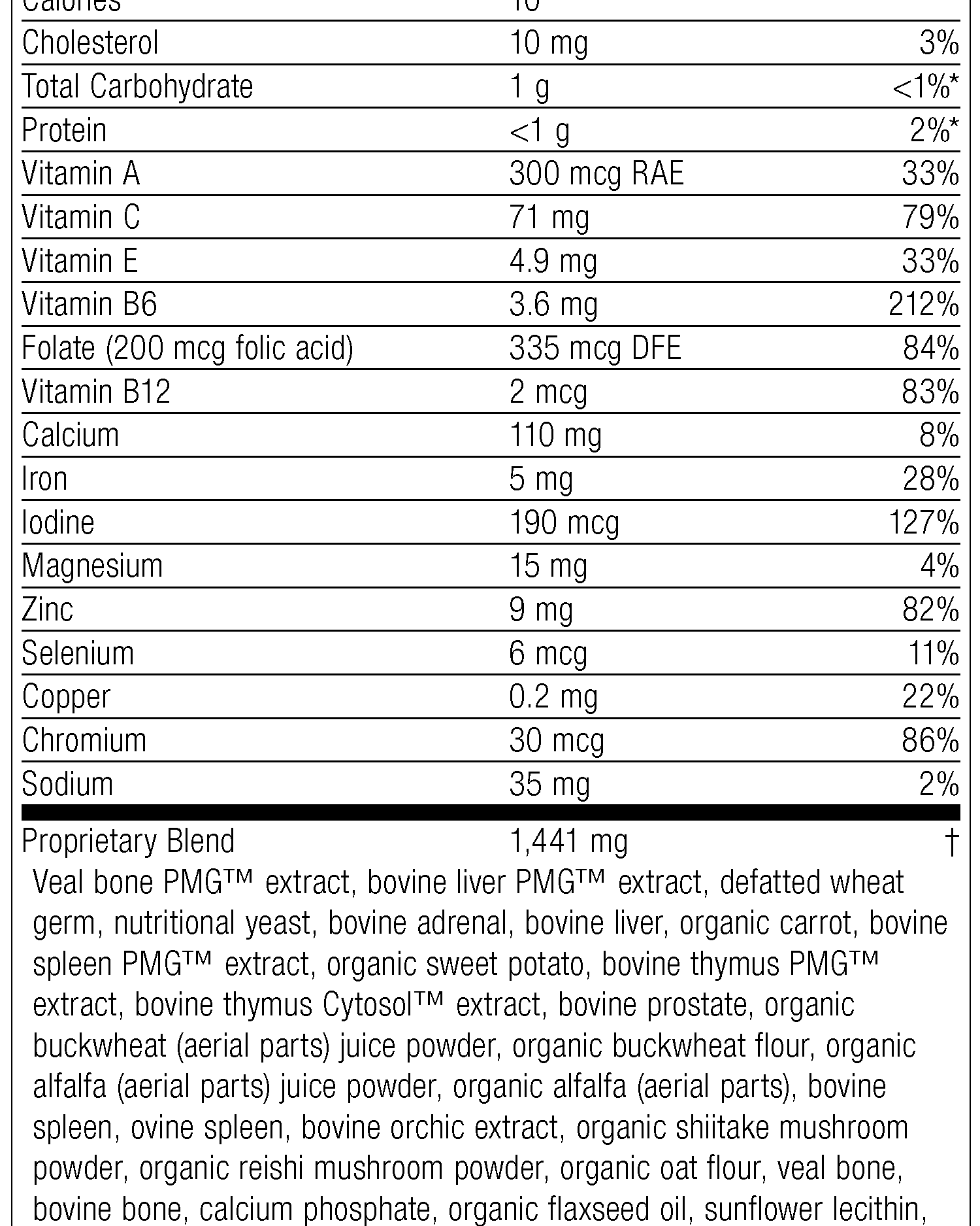 Immune System Health Pack, Rev 03 Supplement Facts