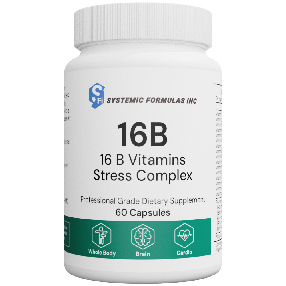 Systemic Formulas 16B – Vitamin B Stress Complex – Full-Spectrum B Vitamins | 60 Capsules