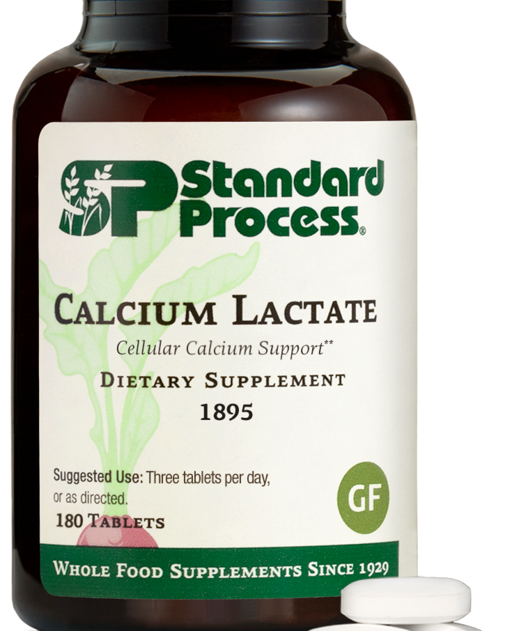 An image of a bottle of Calcium Lactate, 180 tablets.