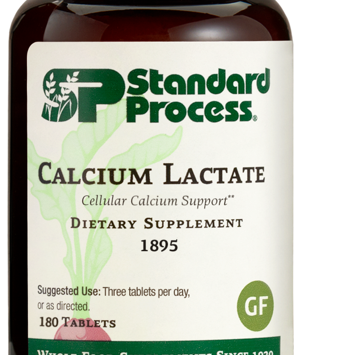 An image of a bottle of Calcium Lactate, 180 tablets.