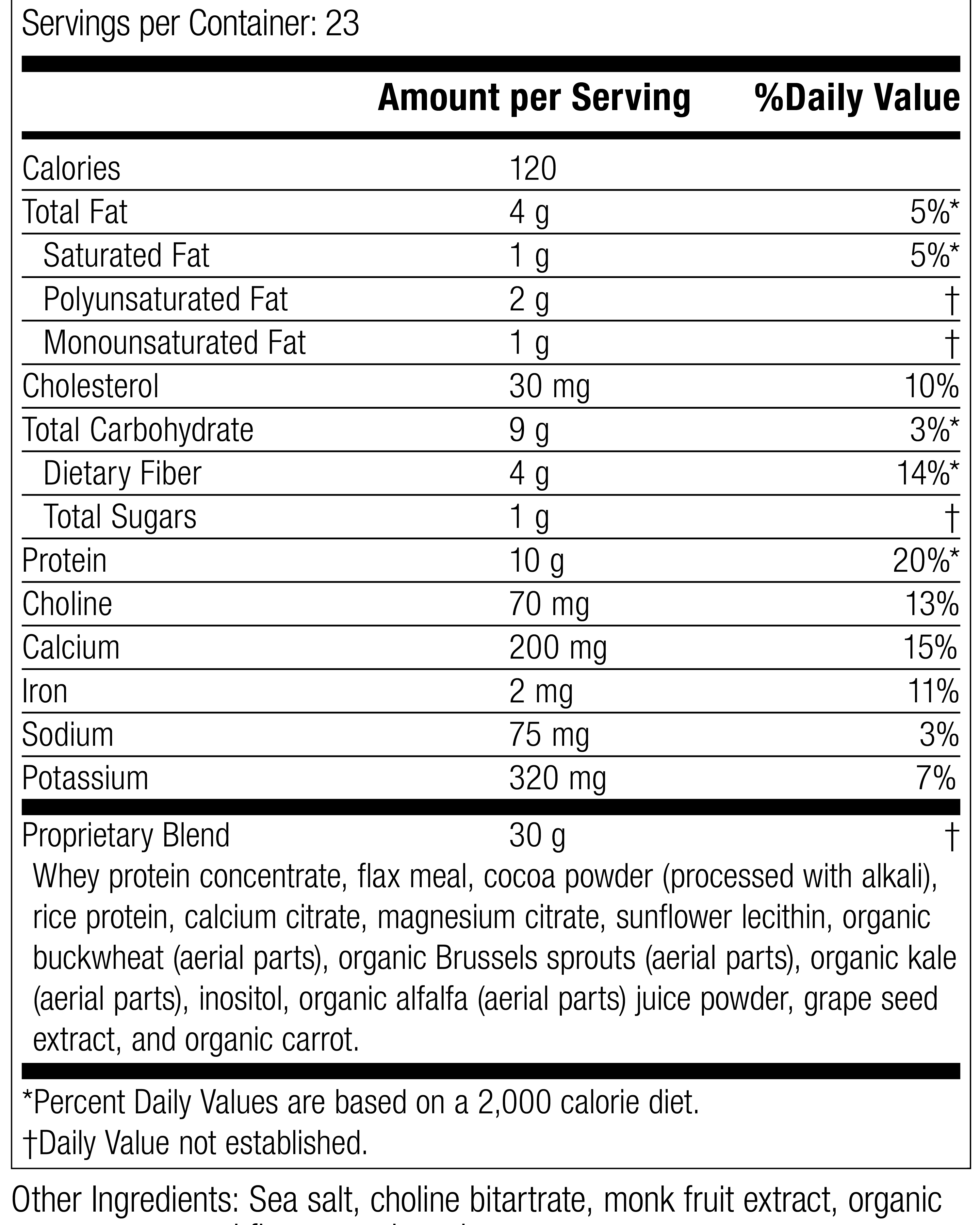 SP Complete® Chocolate, 26 Ounces, Rev 05 Supplement Facts