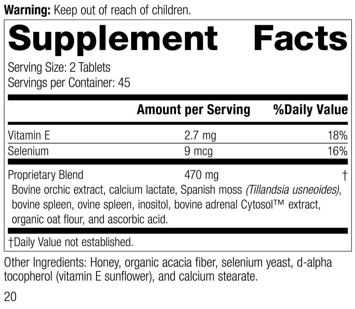 3850-Cataplex-E2-R19-Supplement-Facts-Label