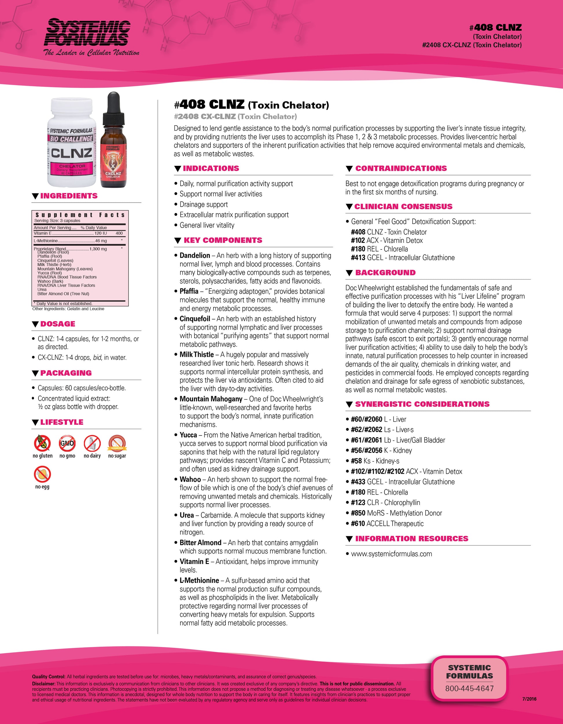 Systemic Formulas Bio Challenge CLNZ Chelator - 60 Capsules