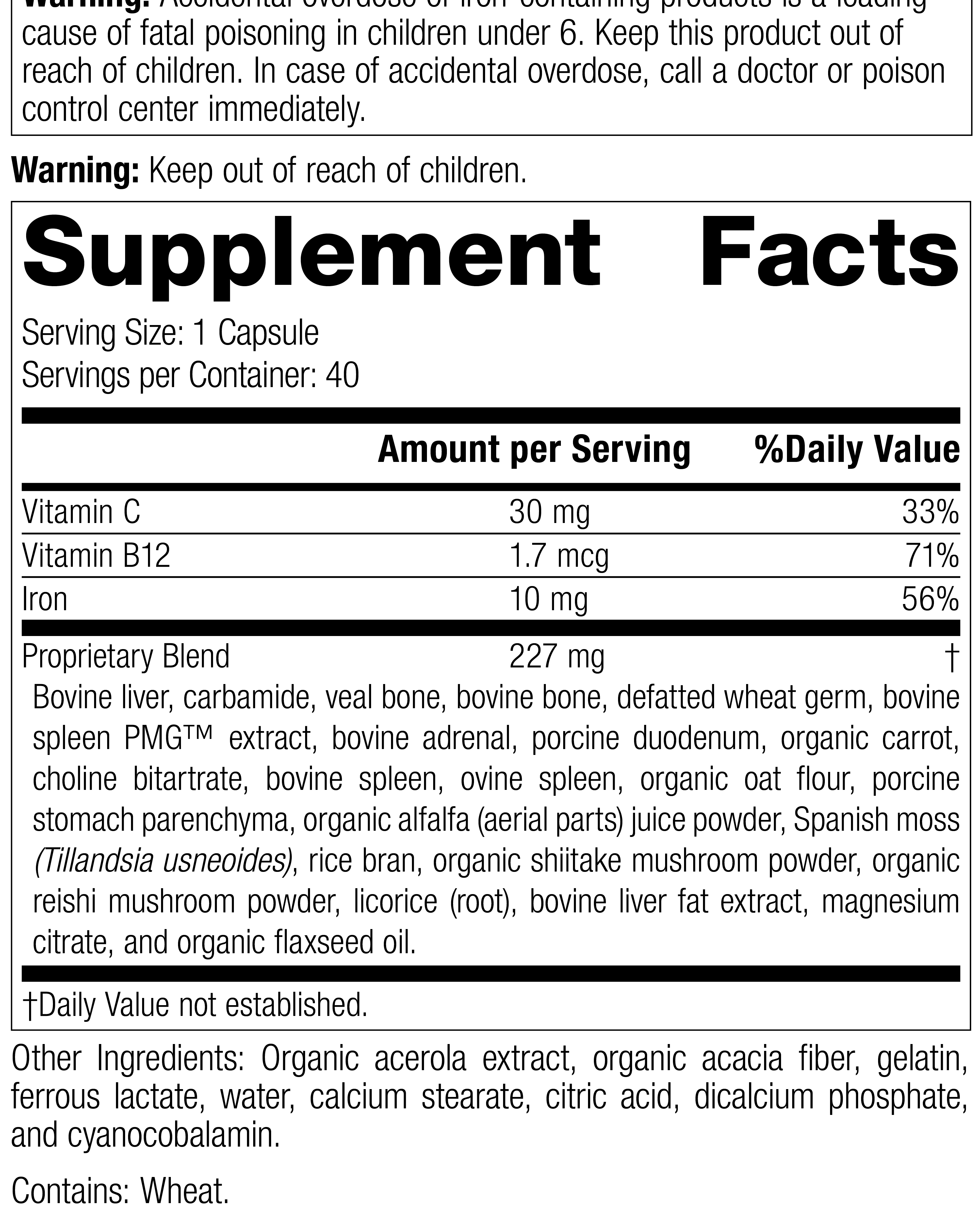 Ferrofood®, 40 Capsules, Rev 37 Supplement Facts