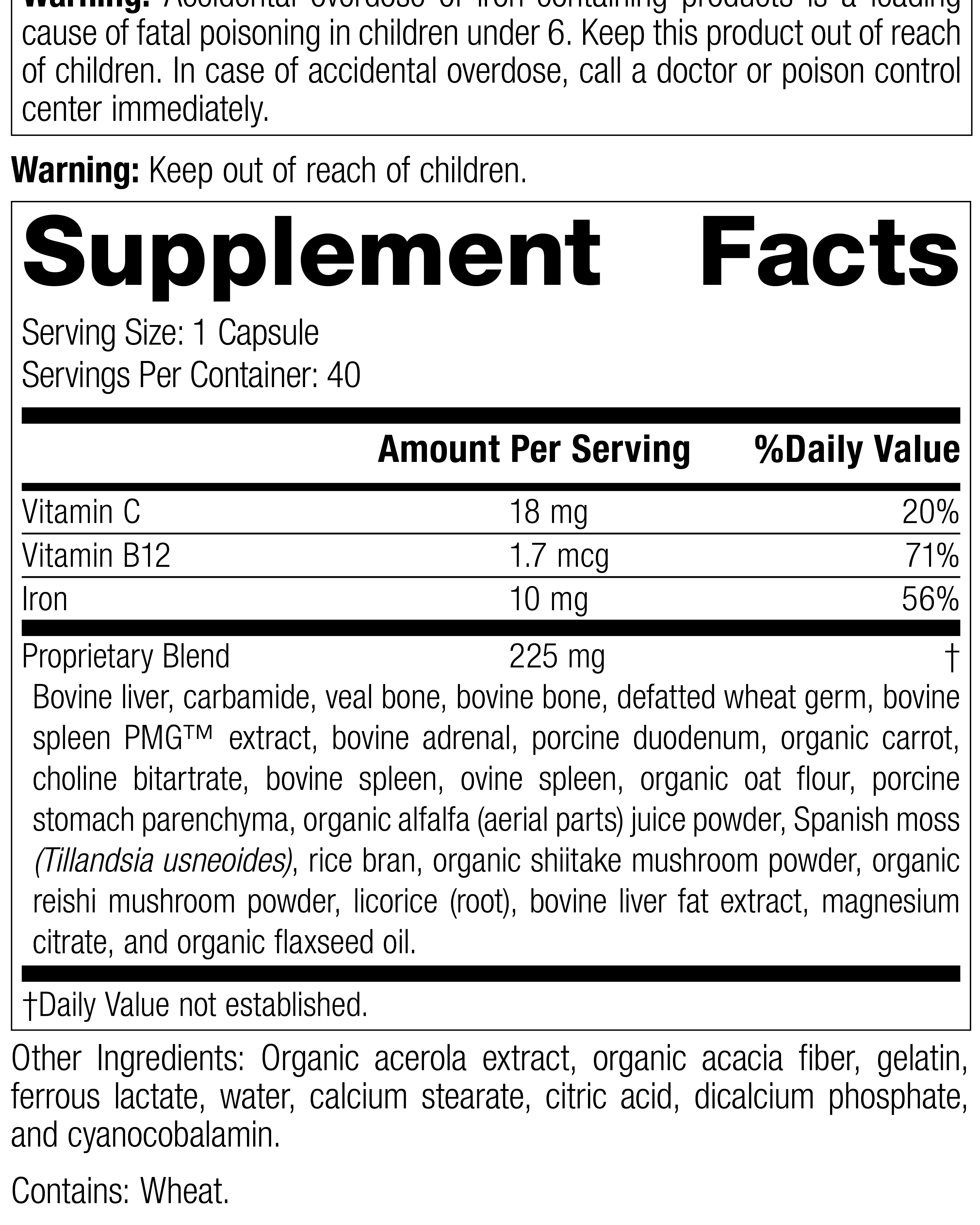 Ferrofood®, 40 Capsules, Rev 38 Supplement Facts