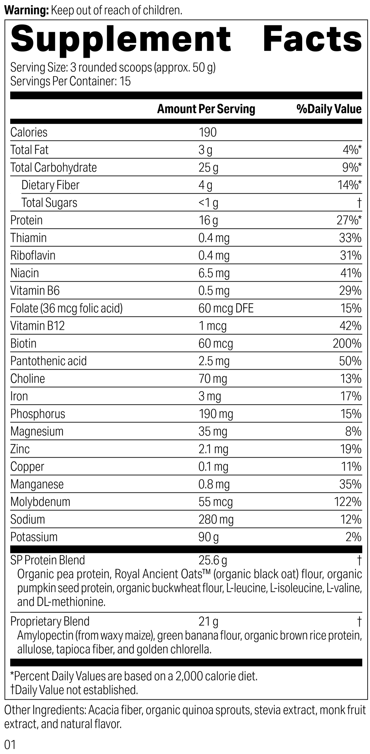 GLP-1 Whole Response™ Vanilla Supplement facts