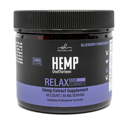 HEMP OneThirteen Relax Sour Gummies Blueberry Pomegranate 60 Gummies