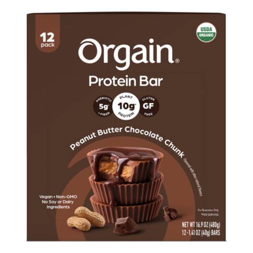 Organic Protein Snack Bar Peanut Butter Chocolate Chunk 12 Bars