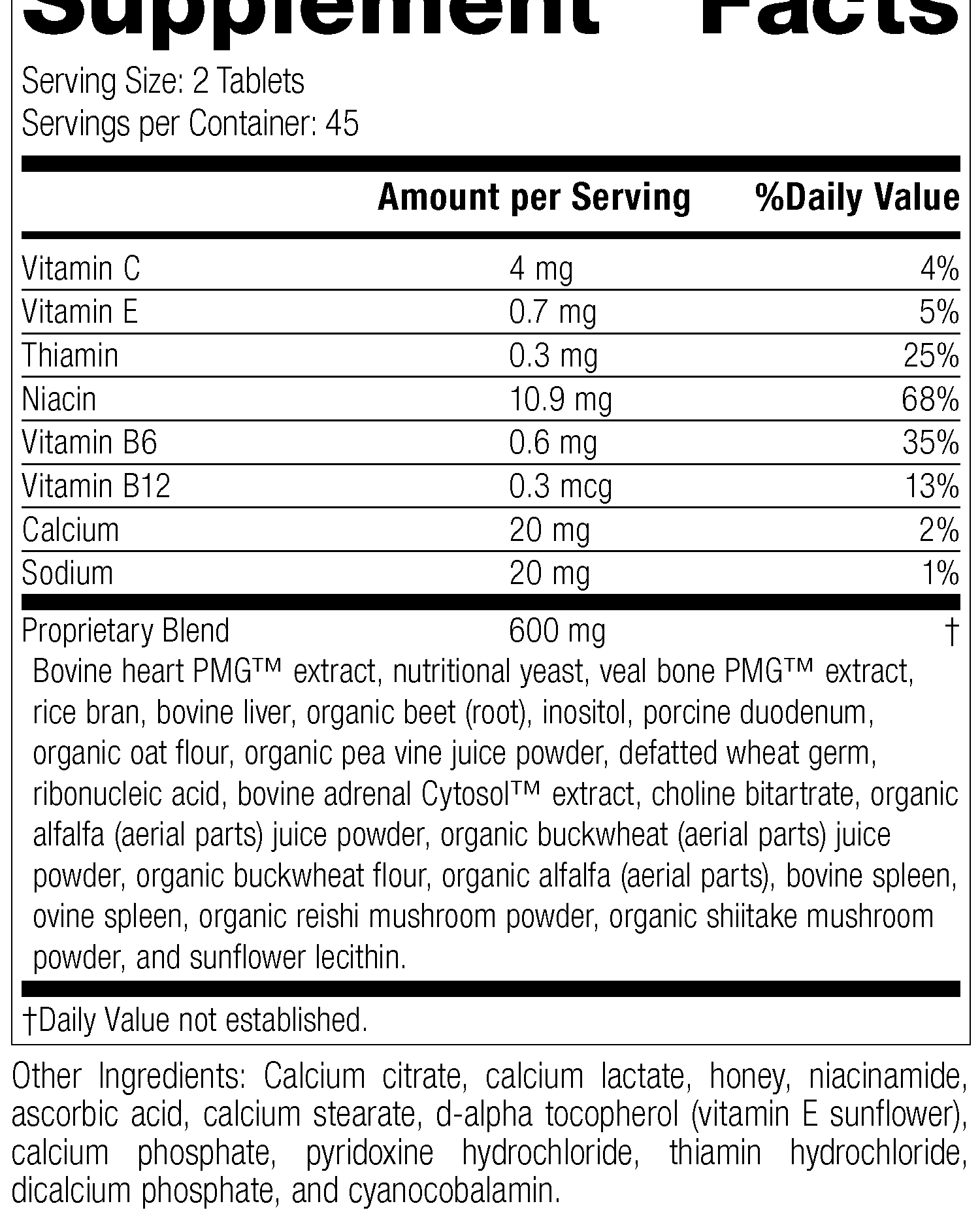 Vasculin®, 90 Tablets, Rev 15 Supplement Facts