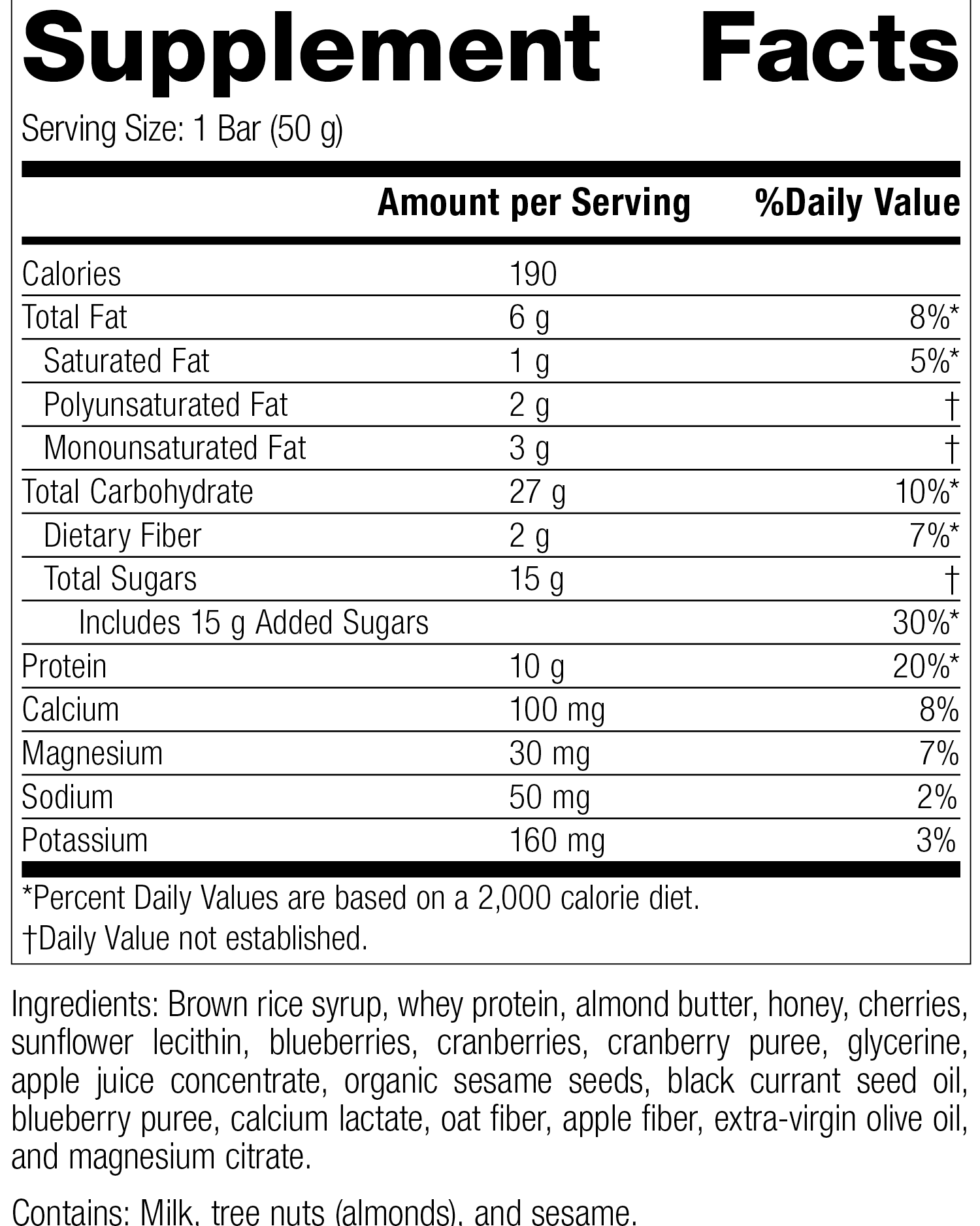 StandardBar®-Berry, Rev 12 Supplement Facts