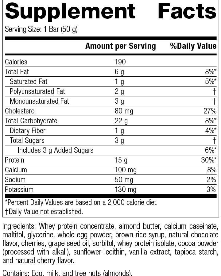 StandardBar®-Cocoa Cherry, Rev 07 Supplement Facts