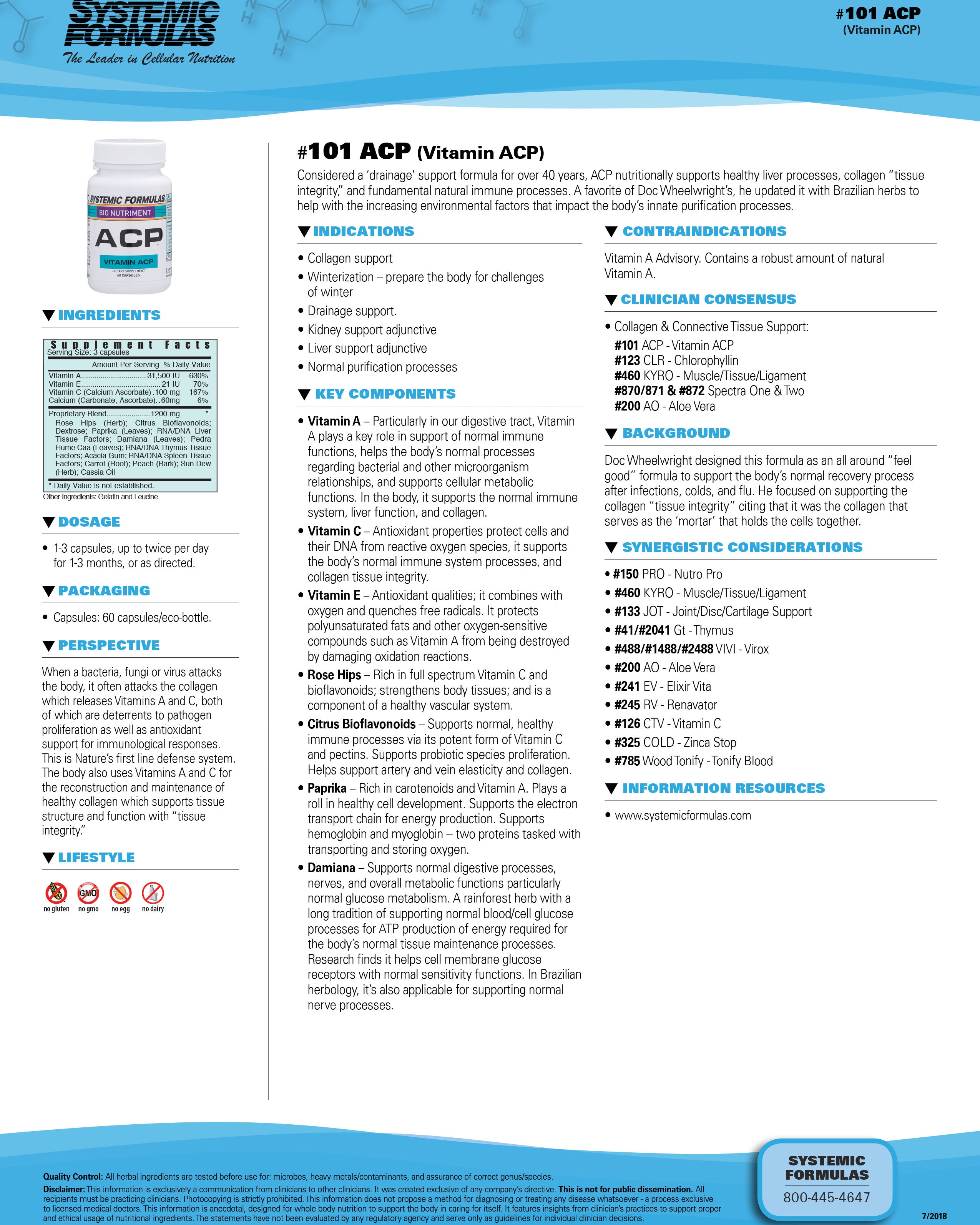 Systemic Formulas ACP – Cellular Protection & Immune Support, 60ct