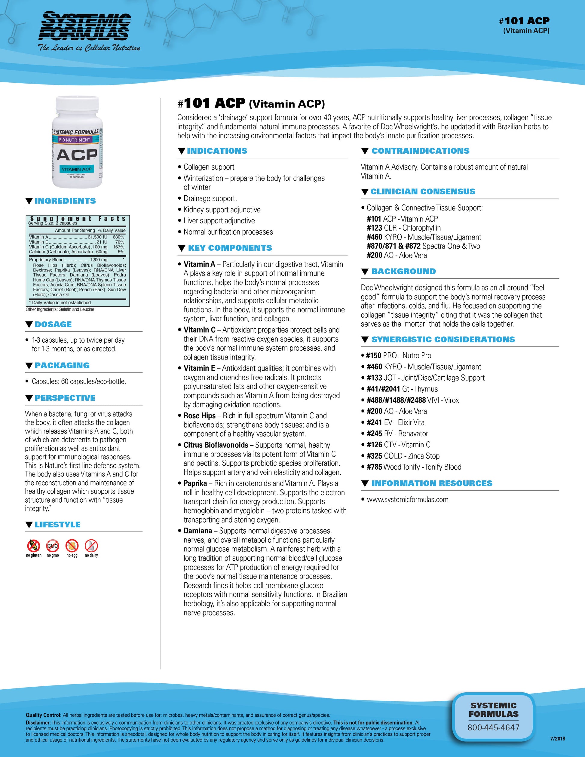 Systemic Formulas ACP – Cellular Protection & Immune Support, 60ct