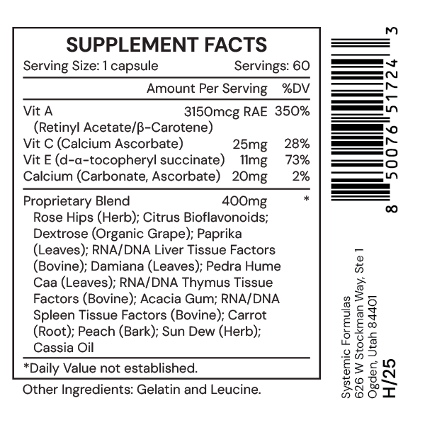 Systemic Formulas ACP – Cellular Protection & Immune Support, 60ct