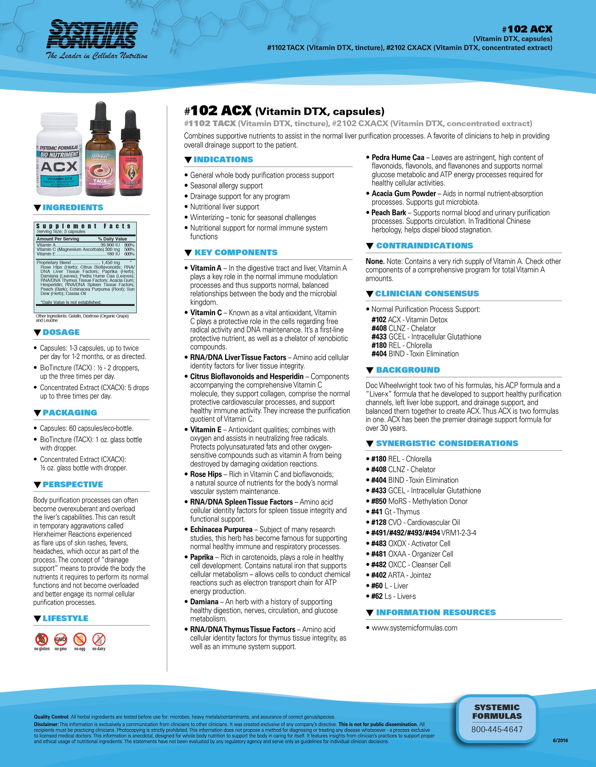 Systemic Formulas ACX – Advanced Cellular Recovery & Immune Support, 60ct