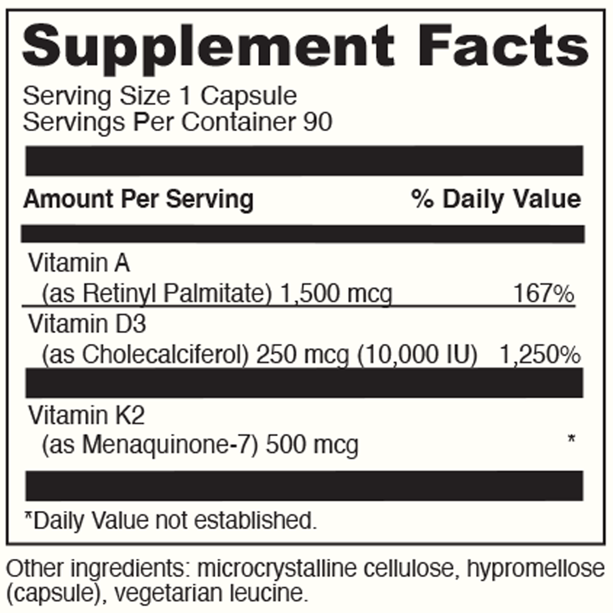 A.D.K 10 90 Capsules Supplement Facts