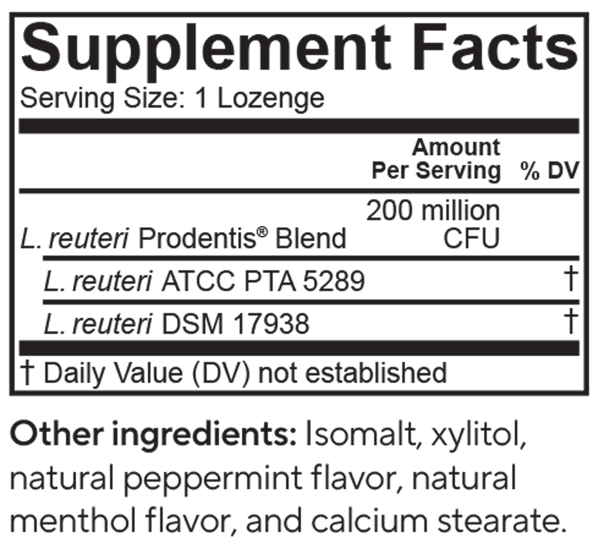BioGaia Prodentis 30 Lozenges Supplement Facts