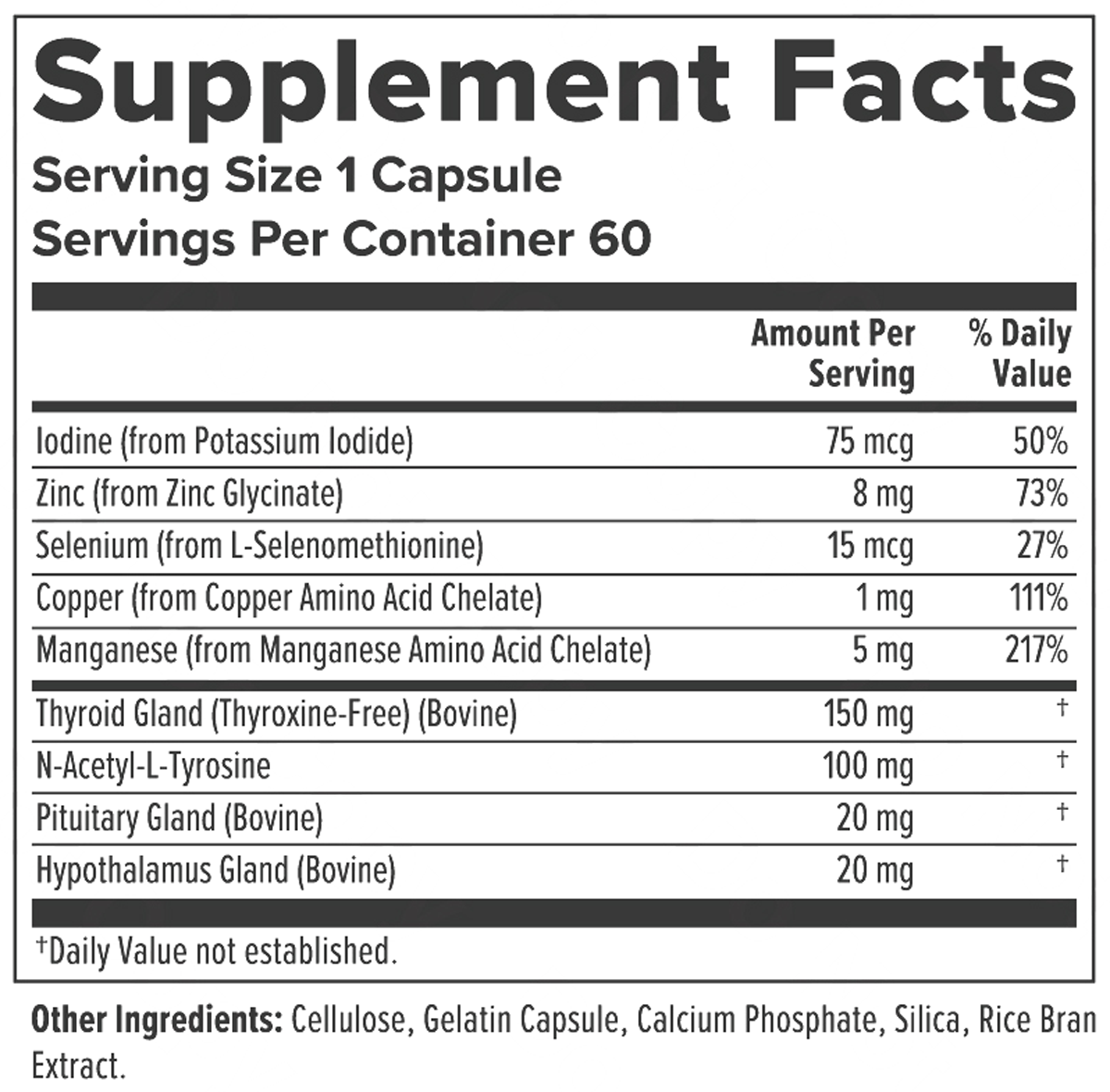 BioThyro 60 Capsule Supplement Facts