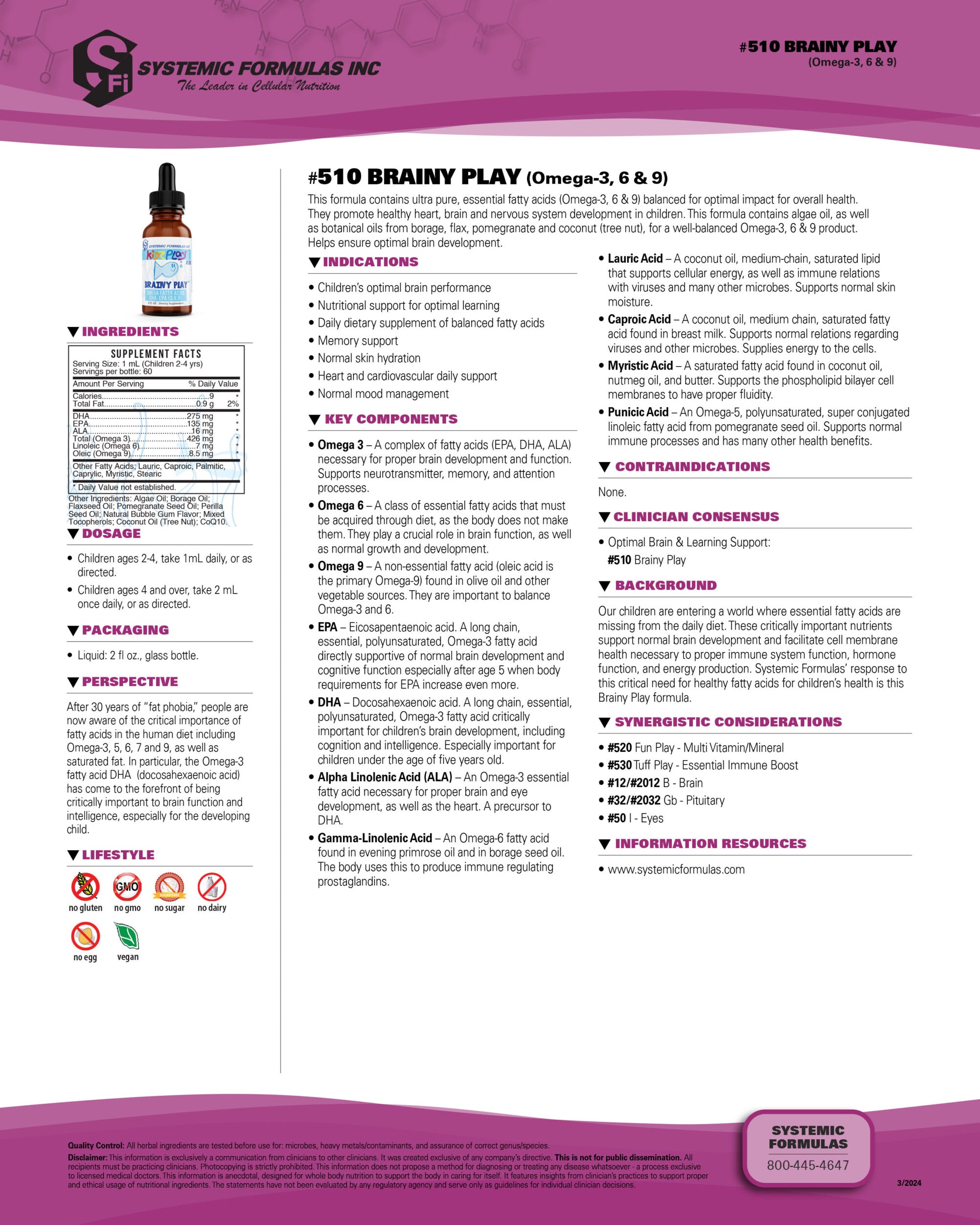 Systemic Formulas Brainy Play – Kids’ Brain, Focus & Learning Support