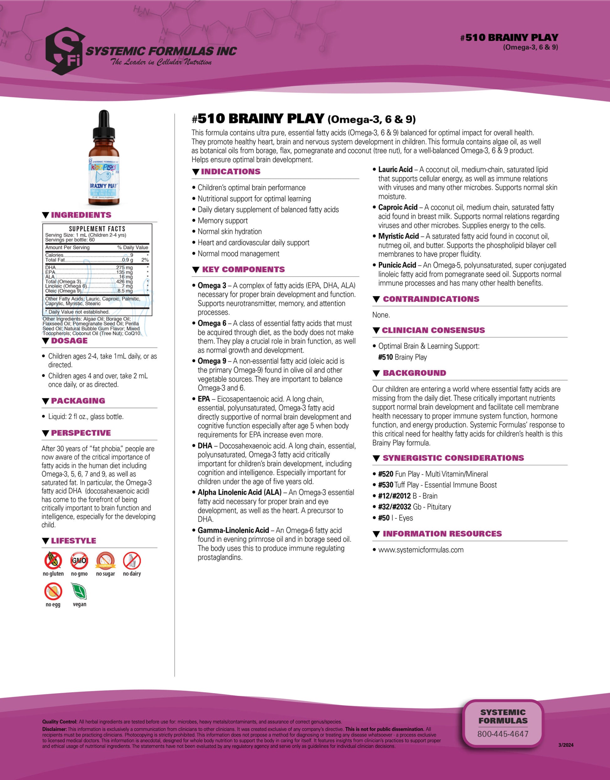Systemic Formulas Brainy Play – Kids’ Brain, Focus & Learning Support