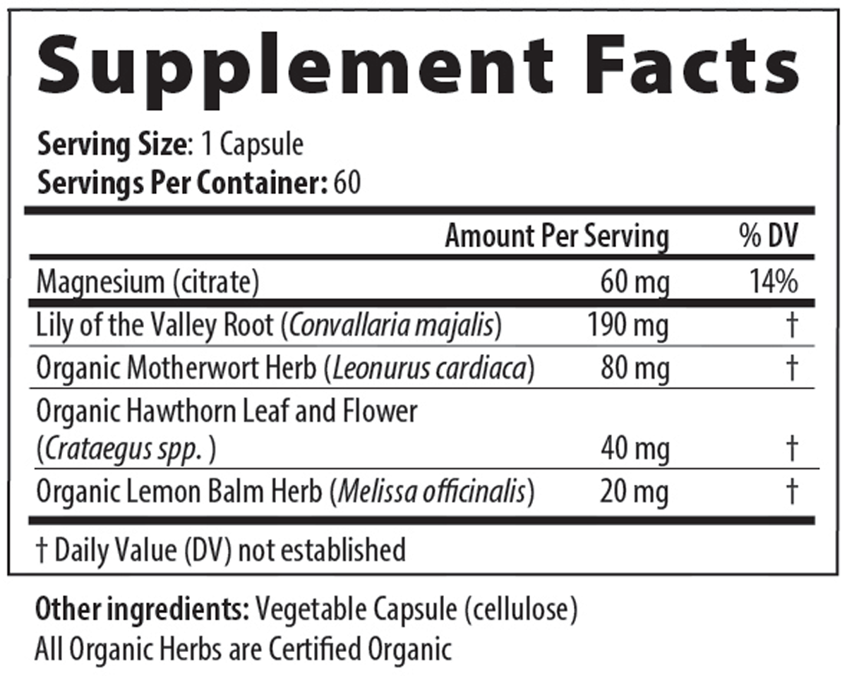 Cardiac Calm Px 60 Capsules Supplement Facts
