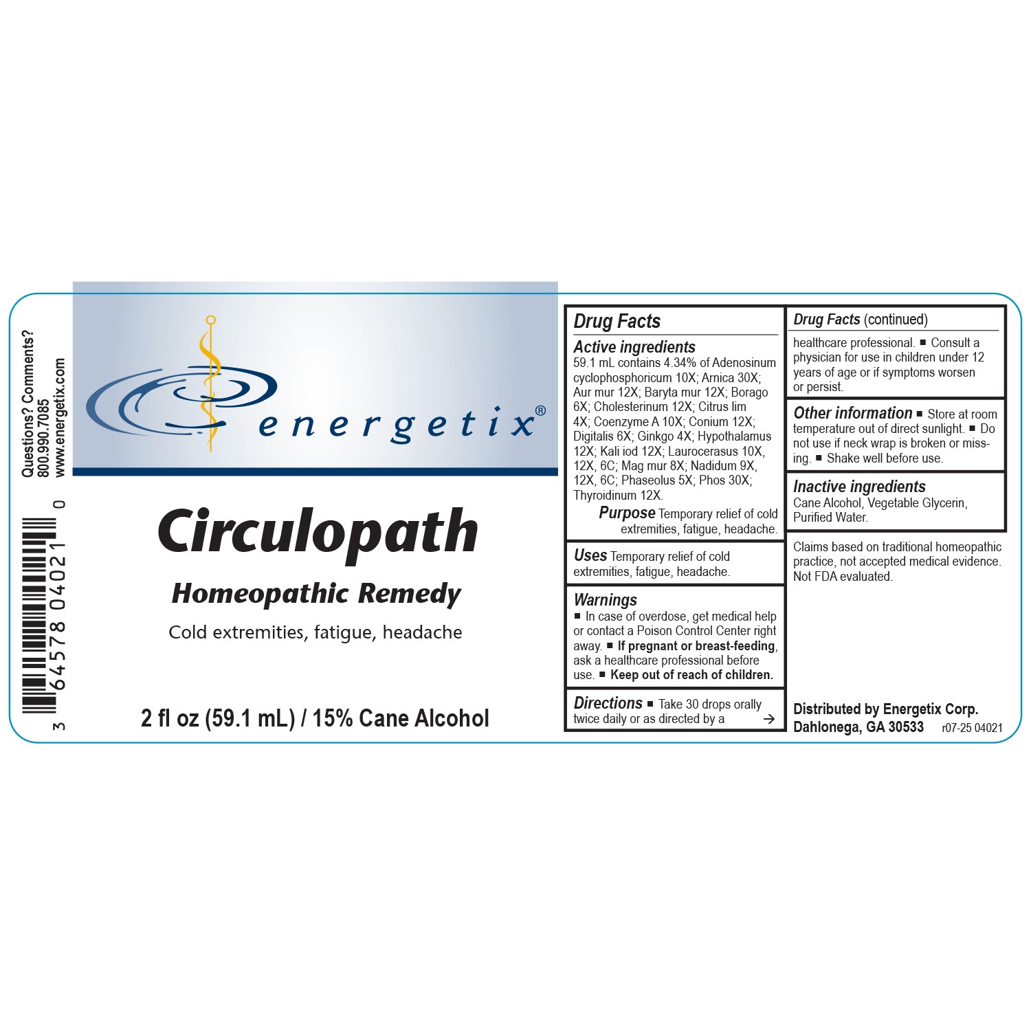 Energetix CirculoPath – Homeopathic Circulatory System Support (2 fl oz)