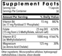 Cofactors + L-Methylfolate 15 mg 30 Capsules Supplement Facts