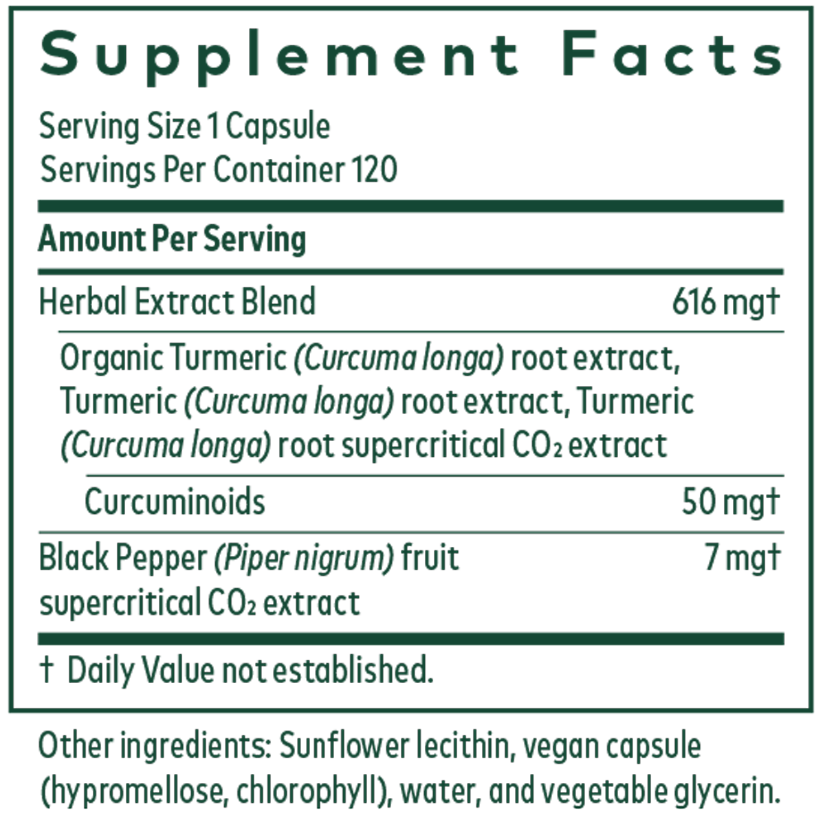 Curcuma Supreme NF-kb Formula 120 Capsules Supplement Facts