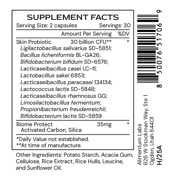 Alimentum Labs Derma µBiomic – Skin Health Probiotic via Gut-Skin Axis
