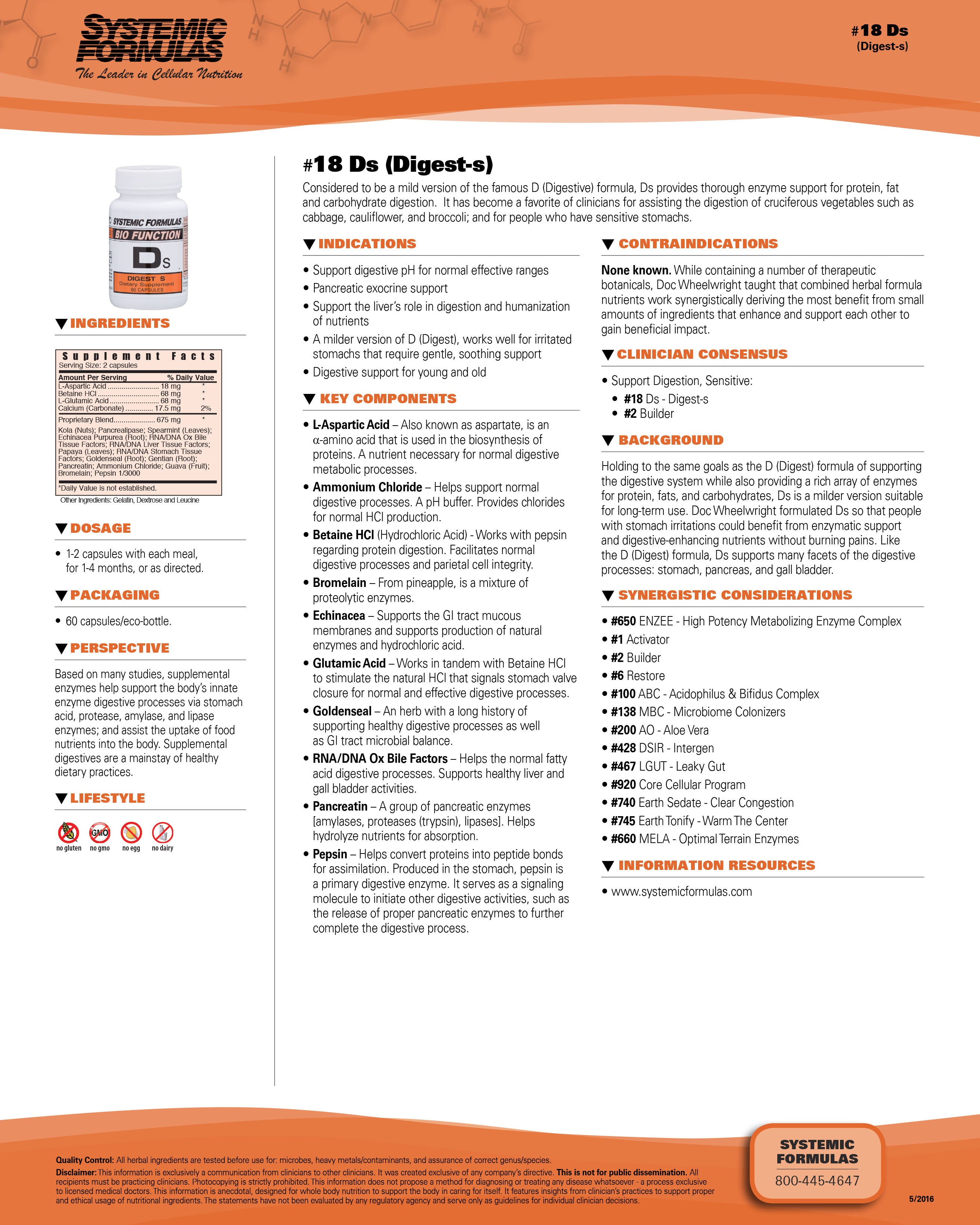 Systemic Formulas DS-Digest – Gentle Digestive Enzyme Support | 60 Capsules