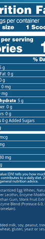 Egg White Protein Vanilla 20 Servings Supplement Facts