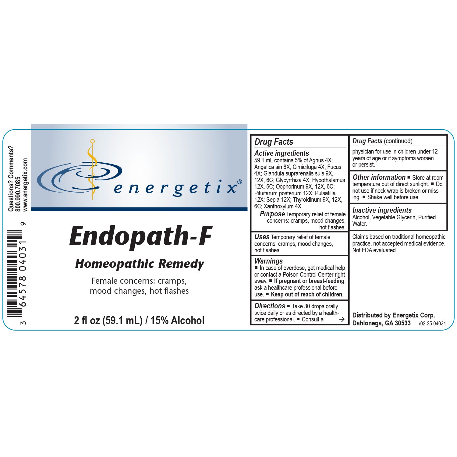Energetix Endopath-F – Homeopathic Female Endocrine Support (2 fl oz)