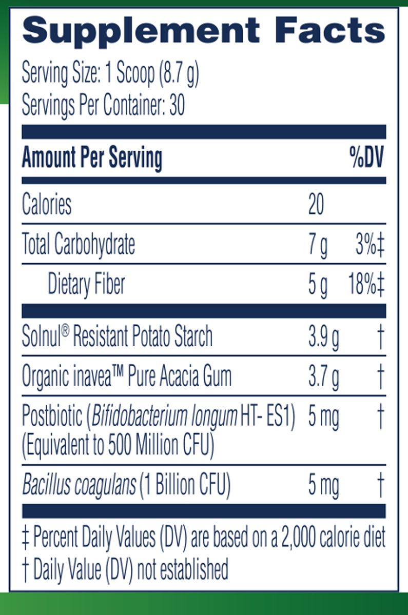 Fiber+ 30 Servings Supplement Facts