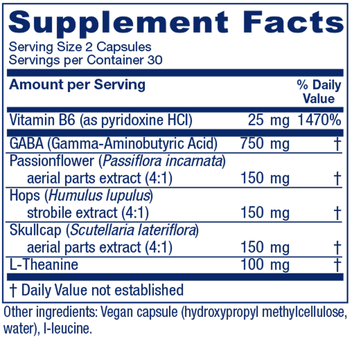 GABA Ease™ 60 Capsules Supplement Facts