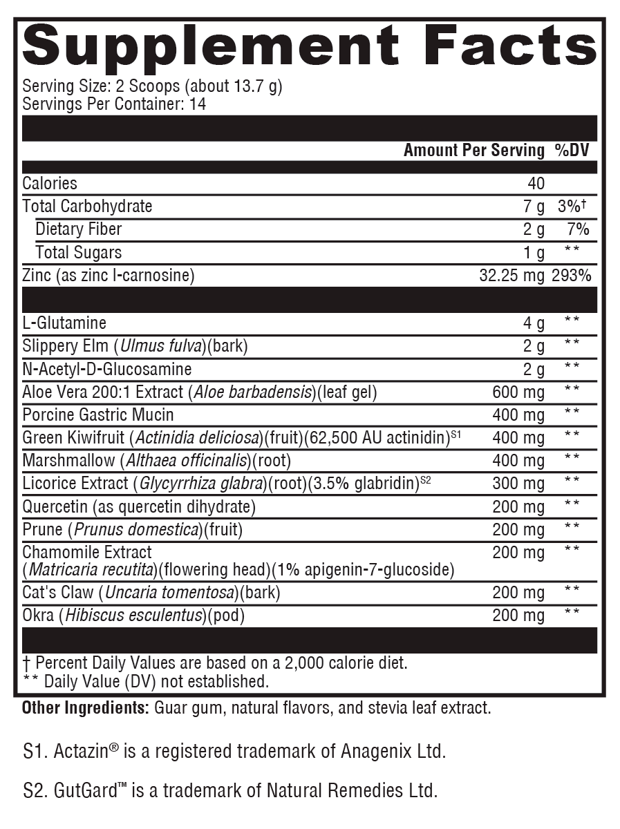 GI Balance Powder Chai 14 Servings Supplement Facts